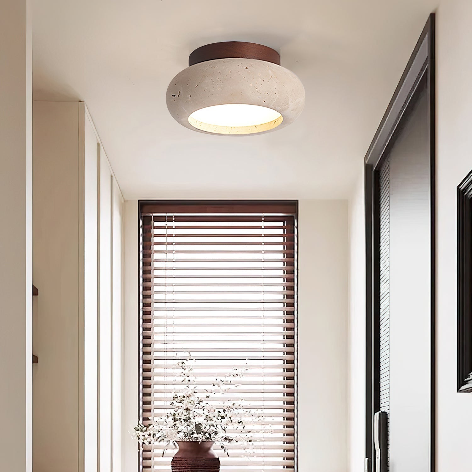 Ritta Mini Donut   Travertine Ceiling Light