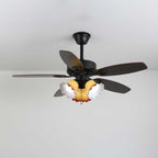 Calviera Vintage Wood Glass Ceiling Fan Light