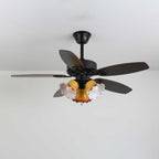 Calviera Vintage Wood Glass Ceiling Fan Light