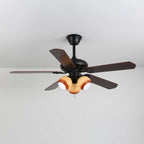 Calviera Vintage Wood Glass Ceiling Fan Light
