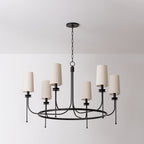 Aurora Vintage Industrial Brass Fabric Chandelier