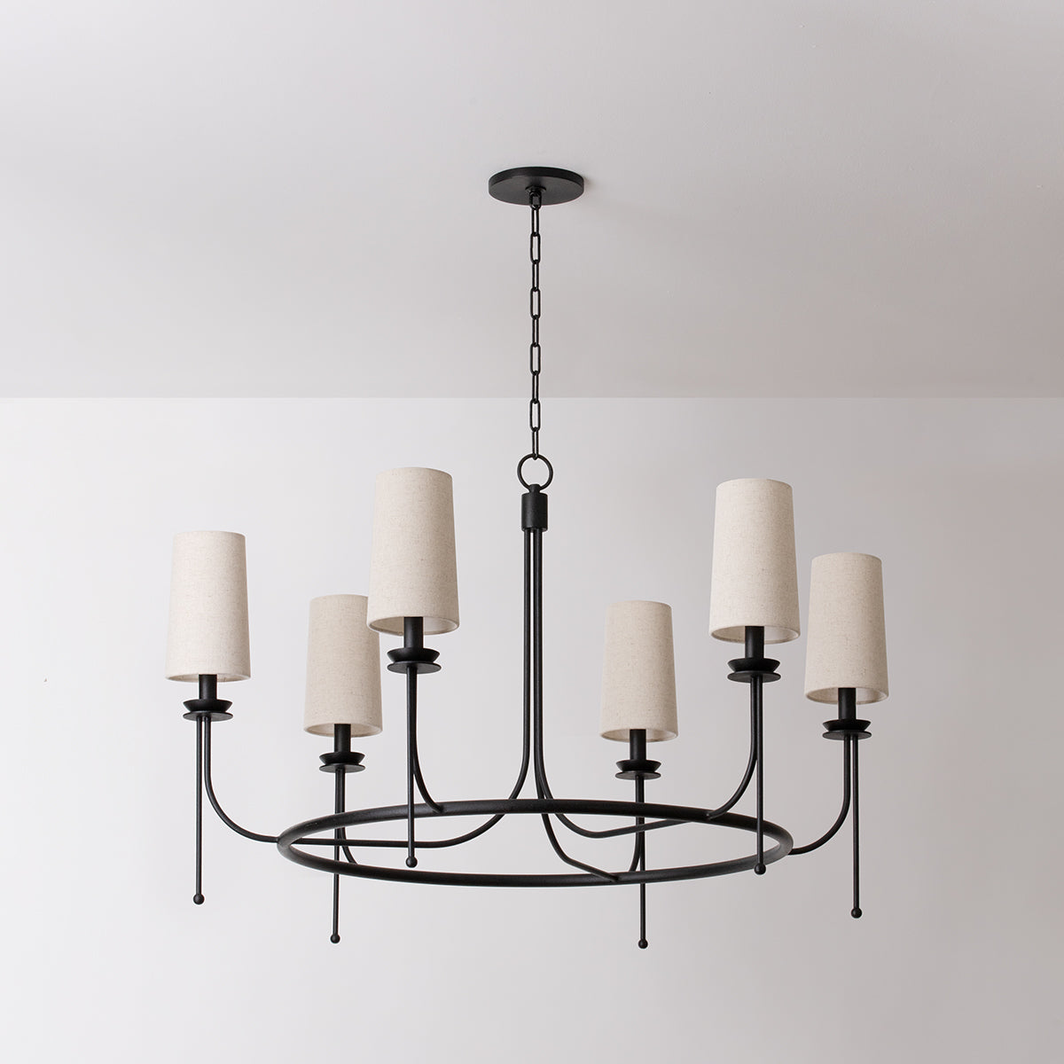 Aurora Vintage Industrial Brass Fabric Chandelier