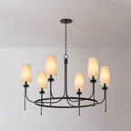 Aurora Vintage Industrial Brass Fabric Chandelier