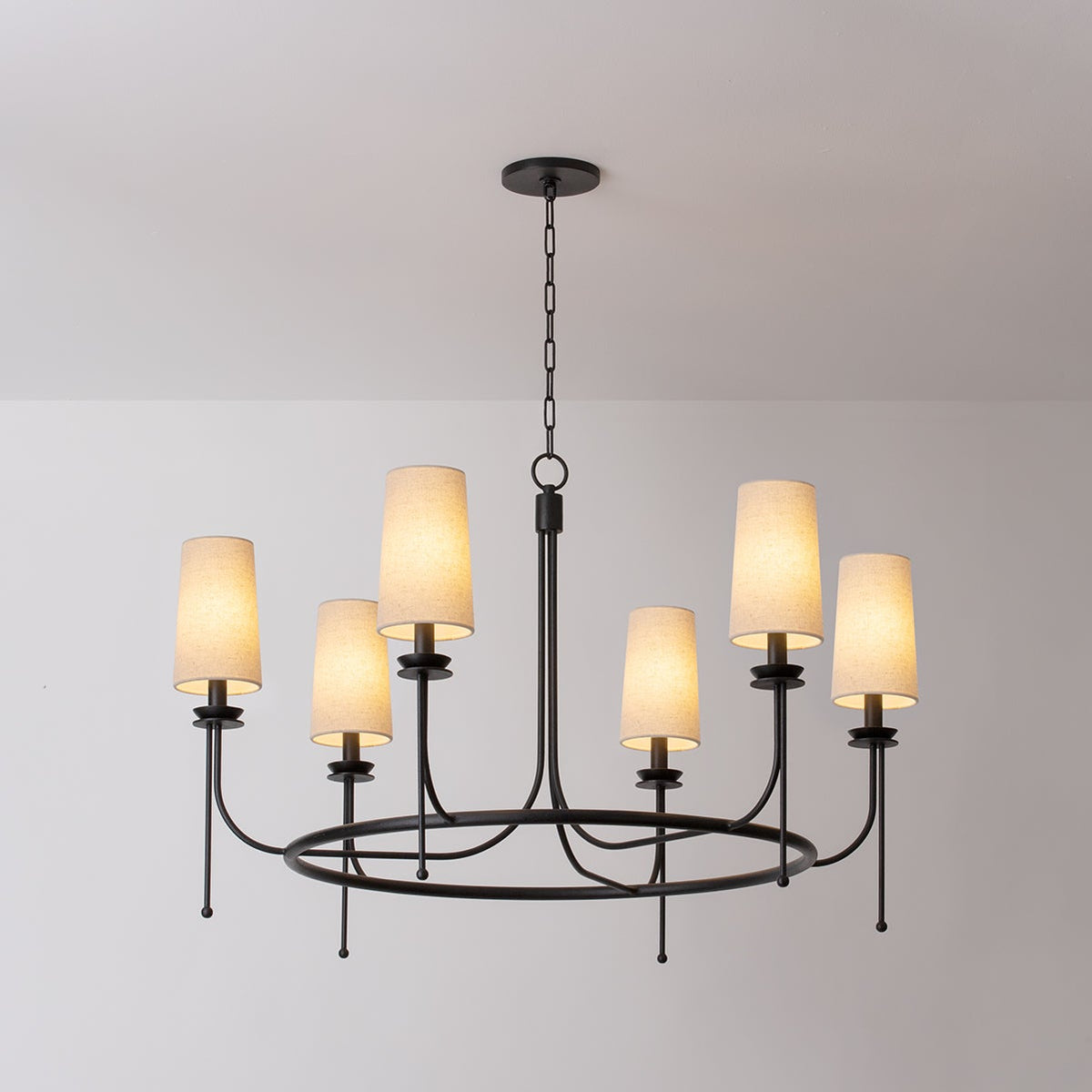 Aurora Vintage Industrial Brass Fabric Chandelier