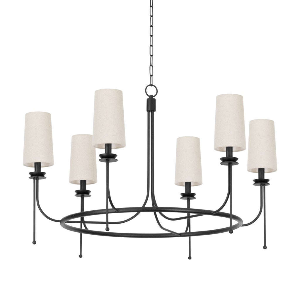 Aurora Vintage Industrial Brass Fabric Chandelier