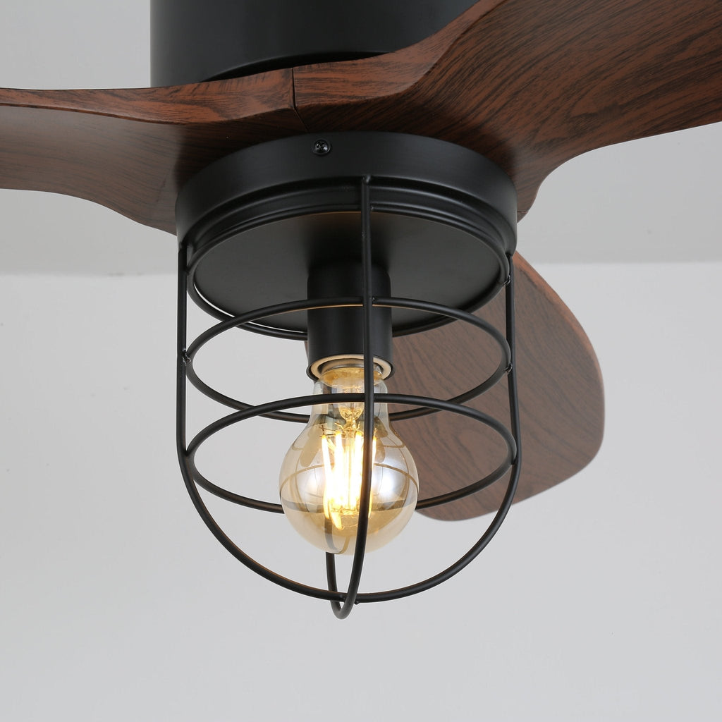 Ronan Industrial Wood Ceiling Fan Light