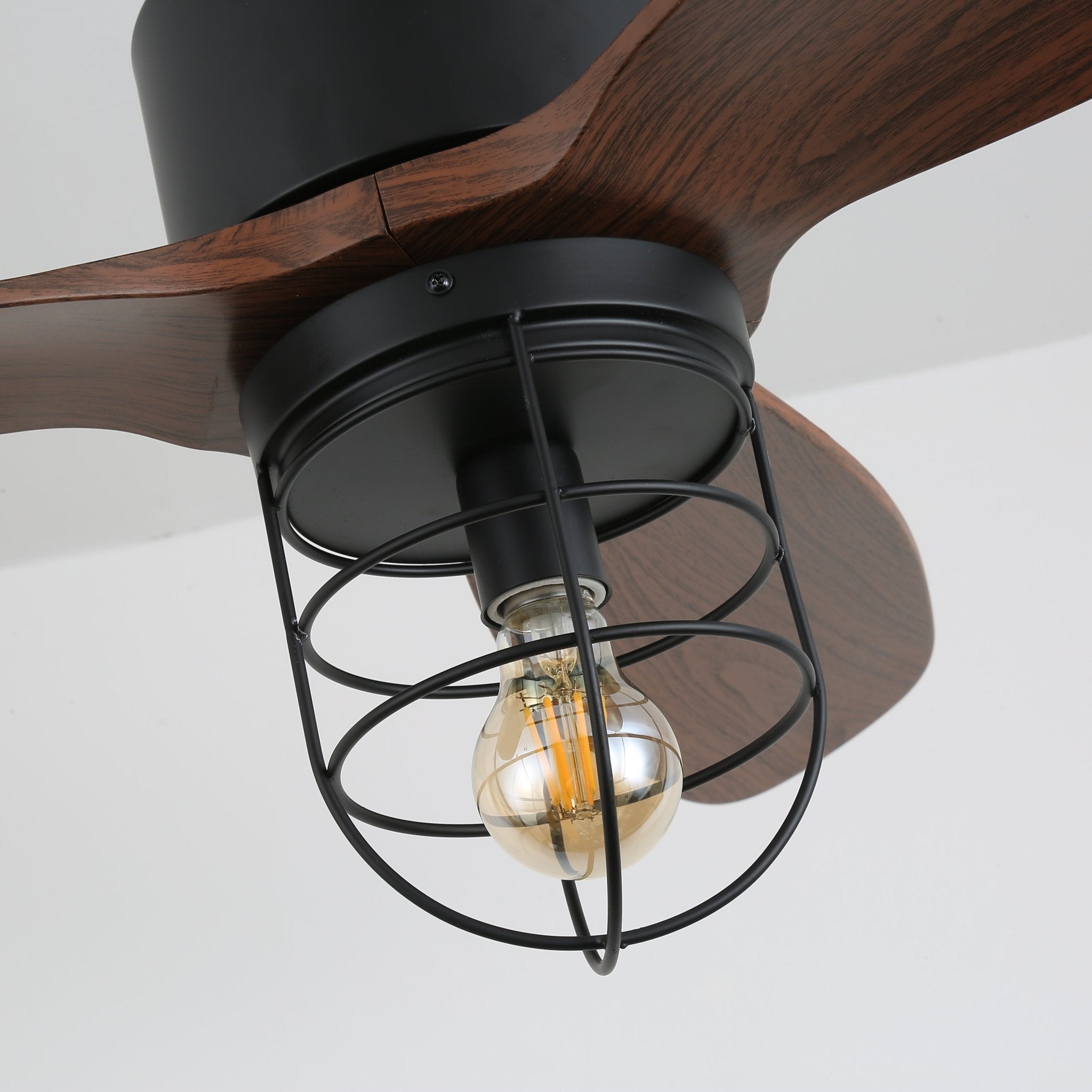 Ronan Industrial Wood Ceiling Fan Light