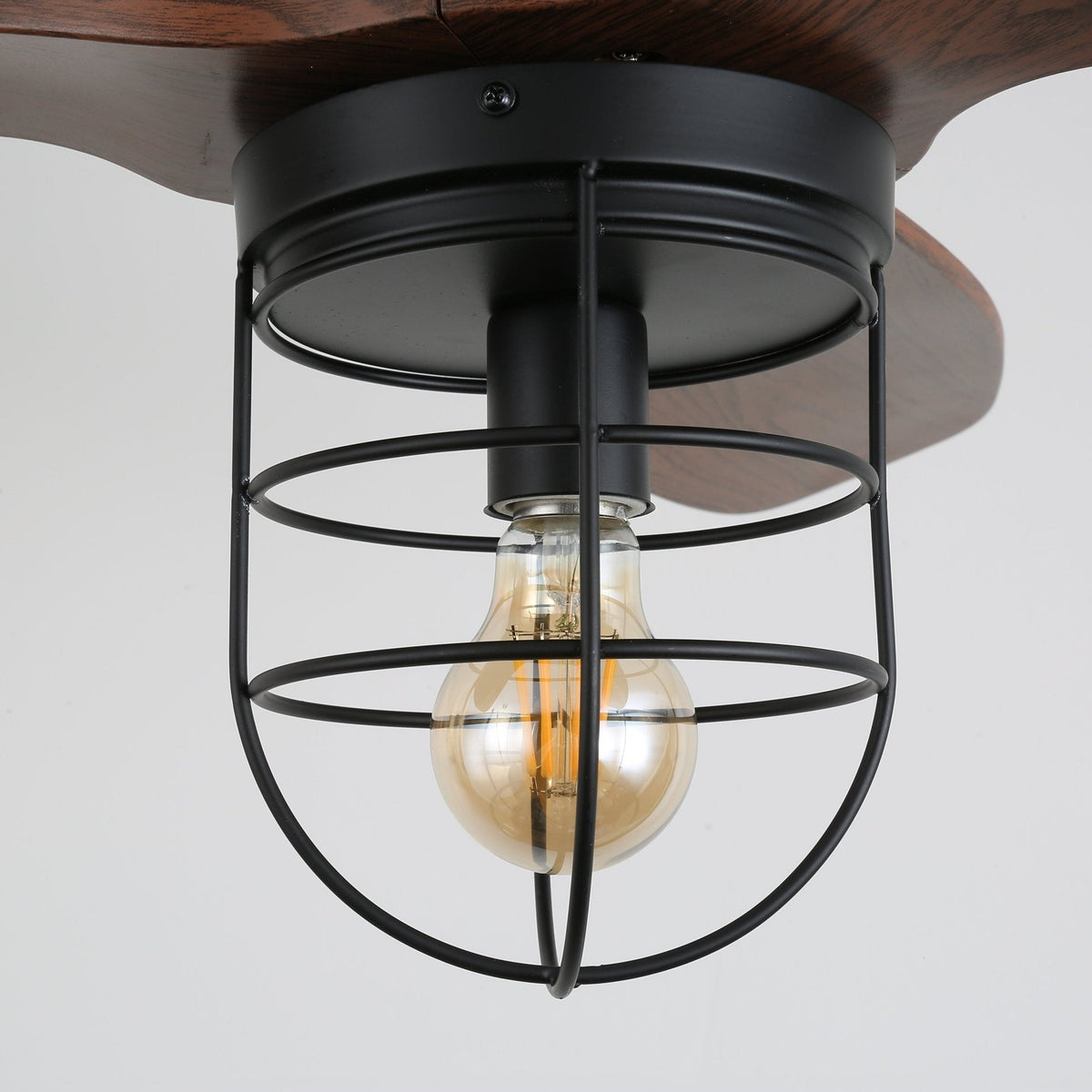 Ronan Industrial Wood Ceiling Fan Light