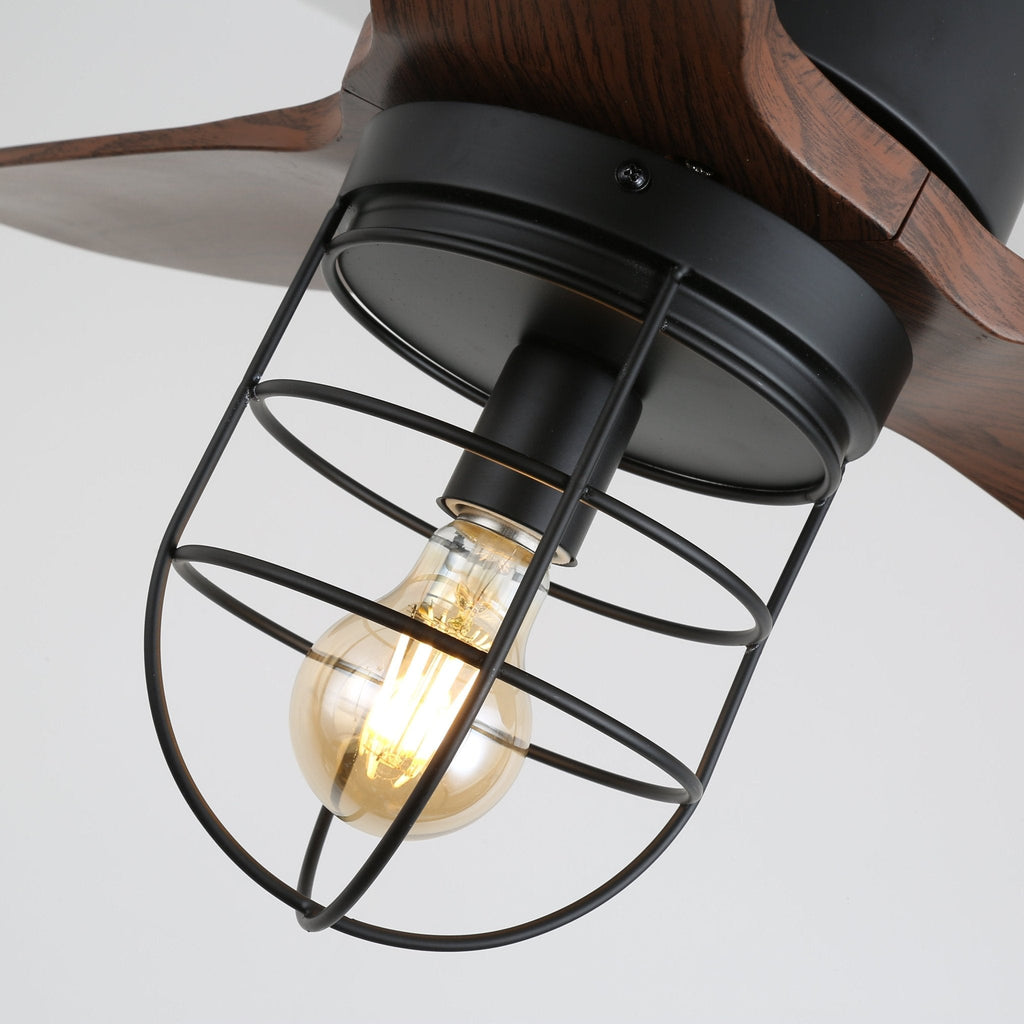 Ronan Industrial Wood Ceiling Fan Light