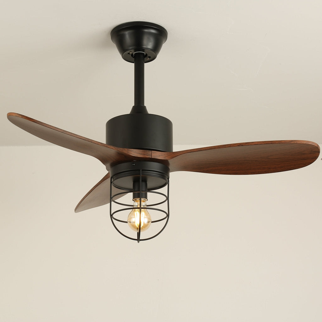 Ronan Industrial Wood Ceiling Fan Light