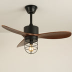 Ronan Industrial Wood Ceiling Fan Light