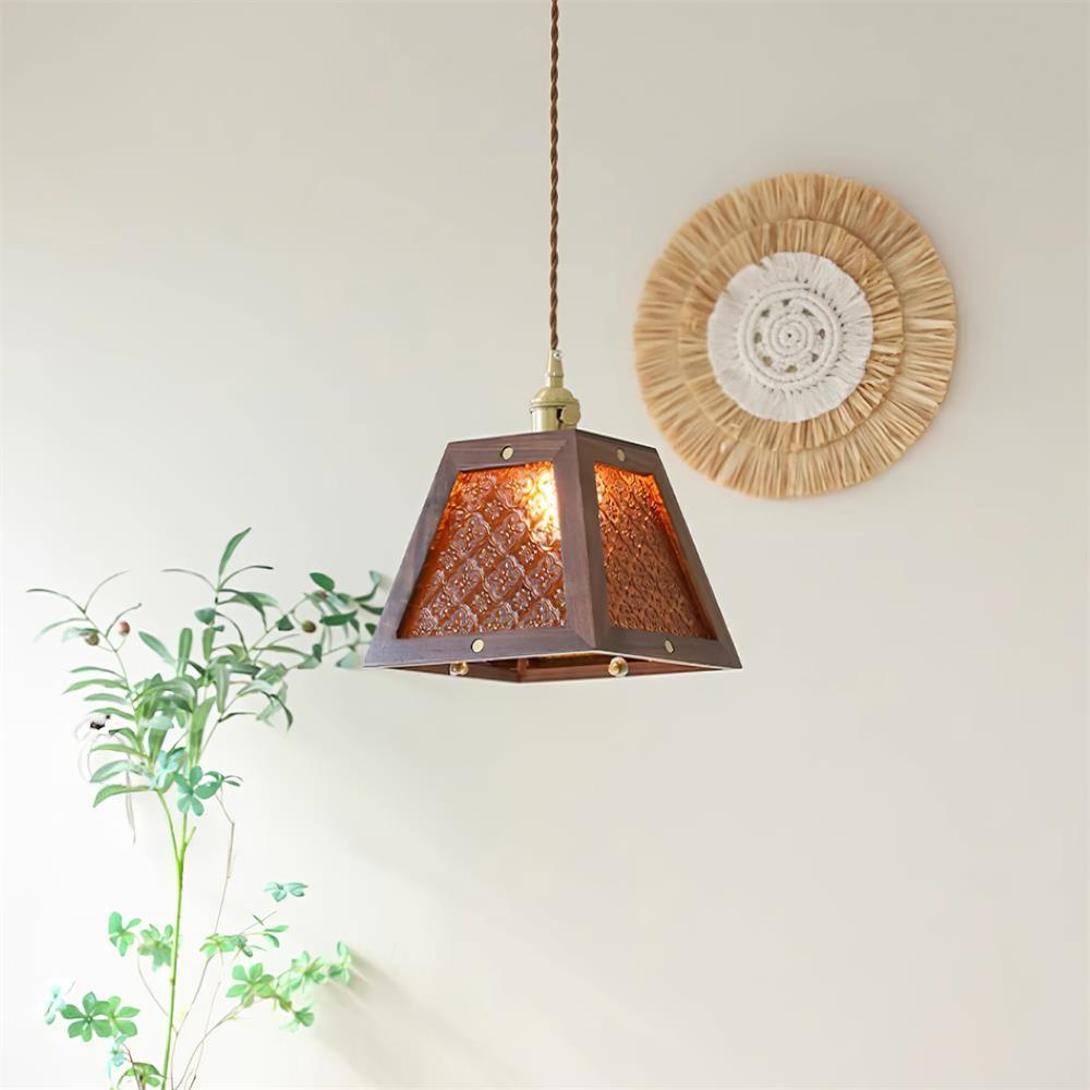 Calvi Pendant Lamp Floral-Patterned Glass Vintage