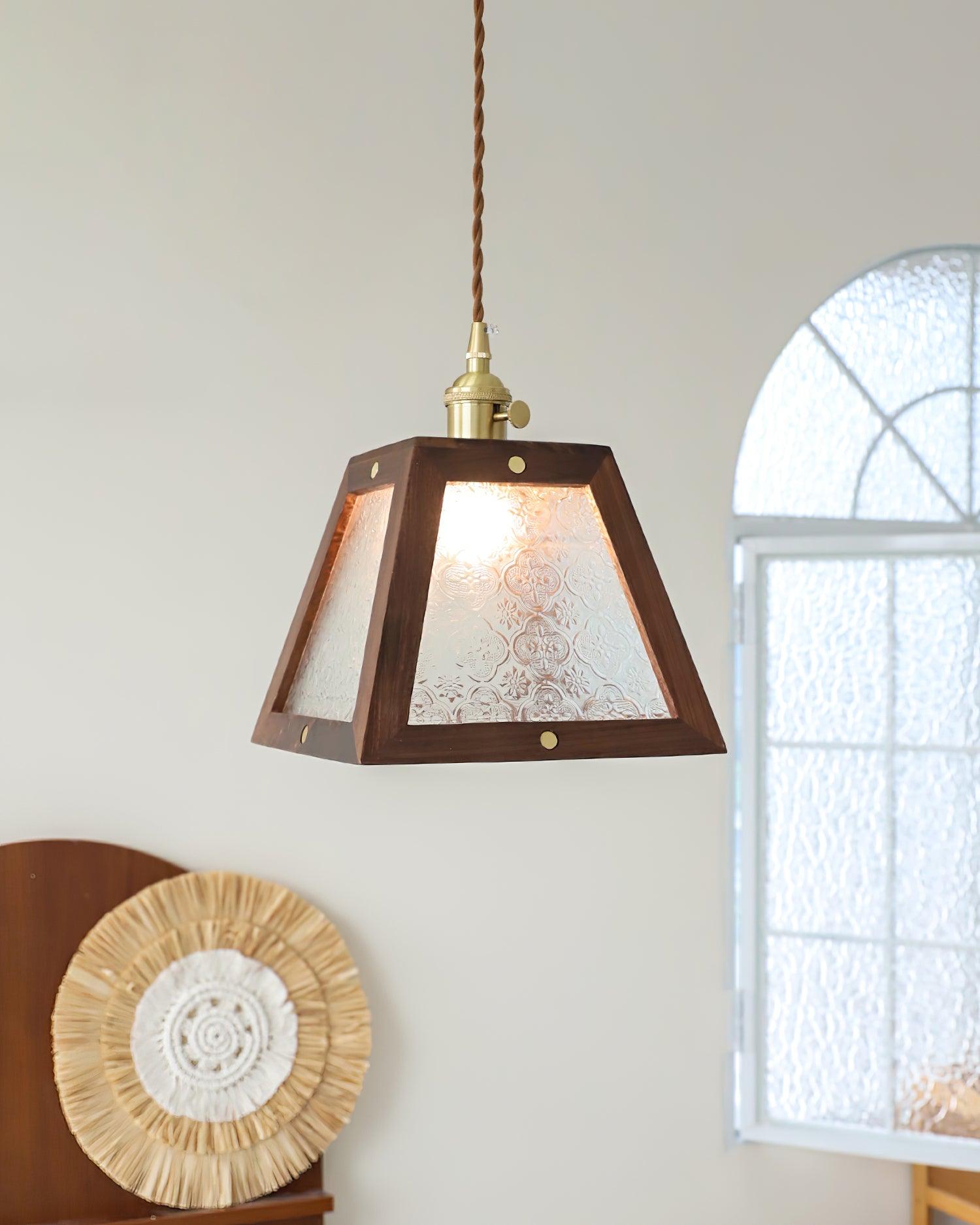 Calvi Pendant Lamp Floral-Patterned Glass Vintage
