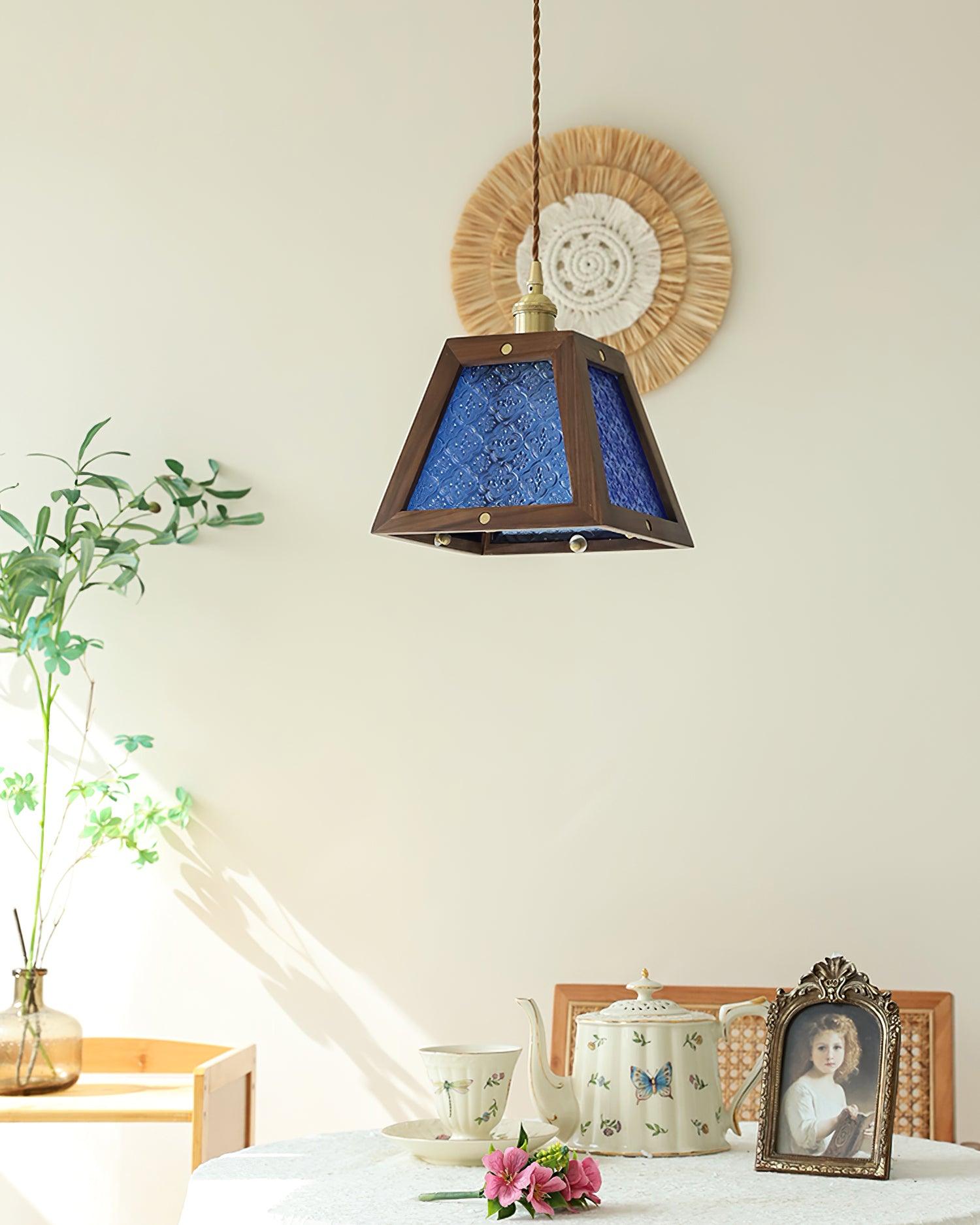 Calvi Pendant Lamp Floral-Patterned Glass Vintage