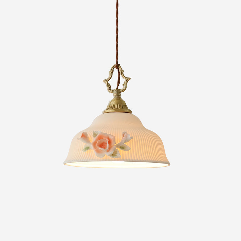 Camellia Pendant Lamp Romantic Porcelain Blossom