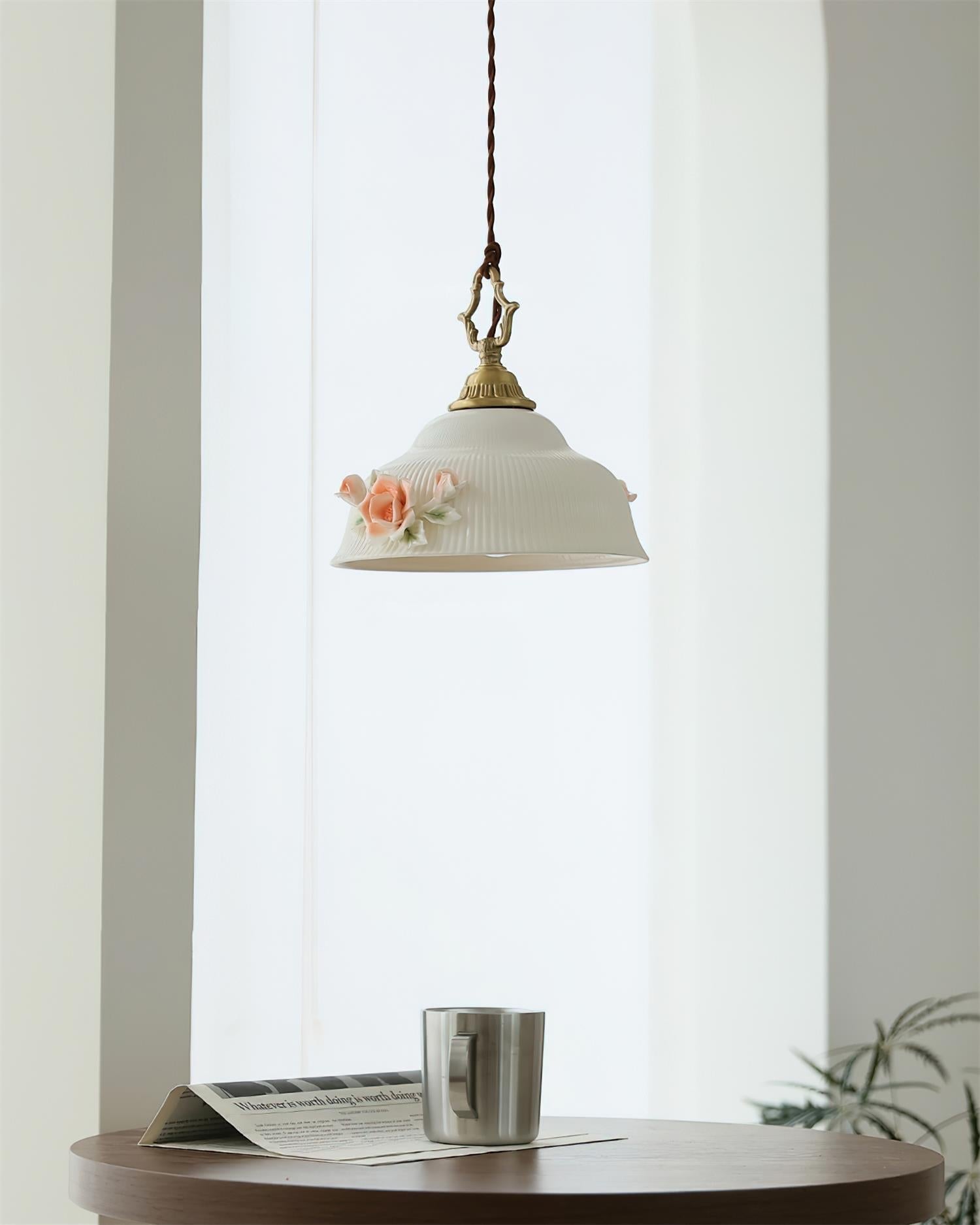Camellia Pendant Lamp Romantic Porcelain Blossom