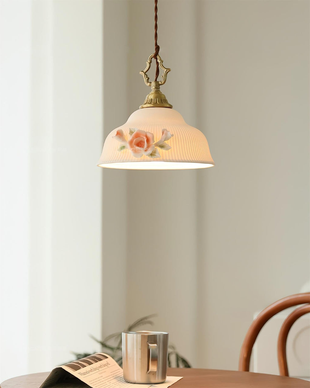 Camellia Pendant Lamp Romantic Porcelain Blossom