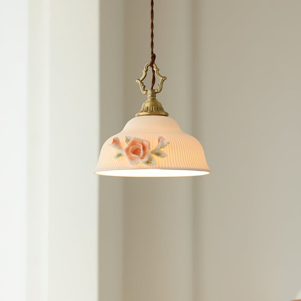 Camellia Pendant Lamp Romantic Porcelain Blossom