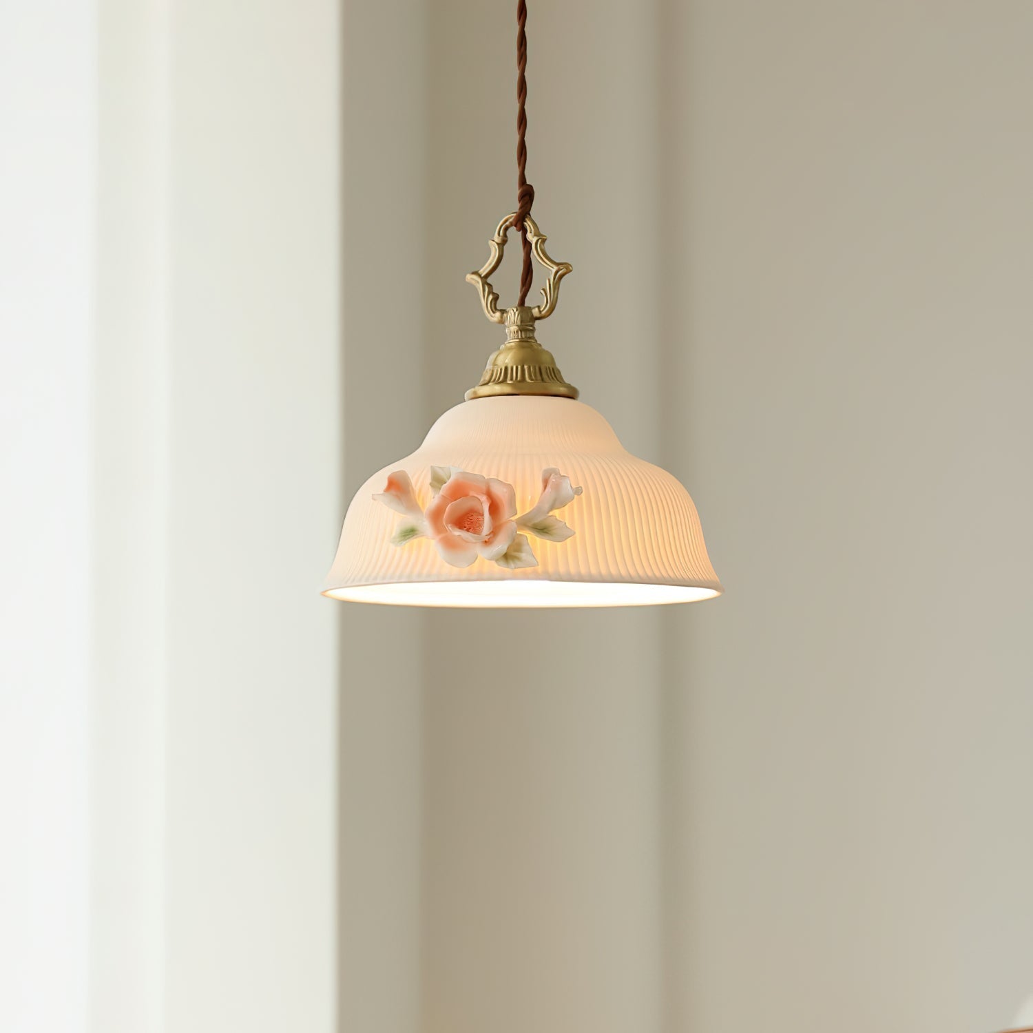 Camellia Pendant Lamp Romantic Porcelain Blossom