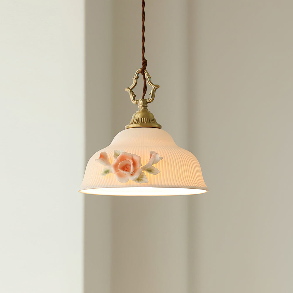 Camellia Pendant Lamp Romantic Porcelain Blossom