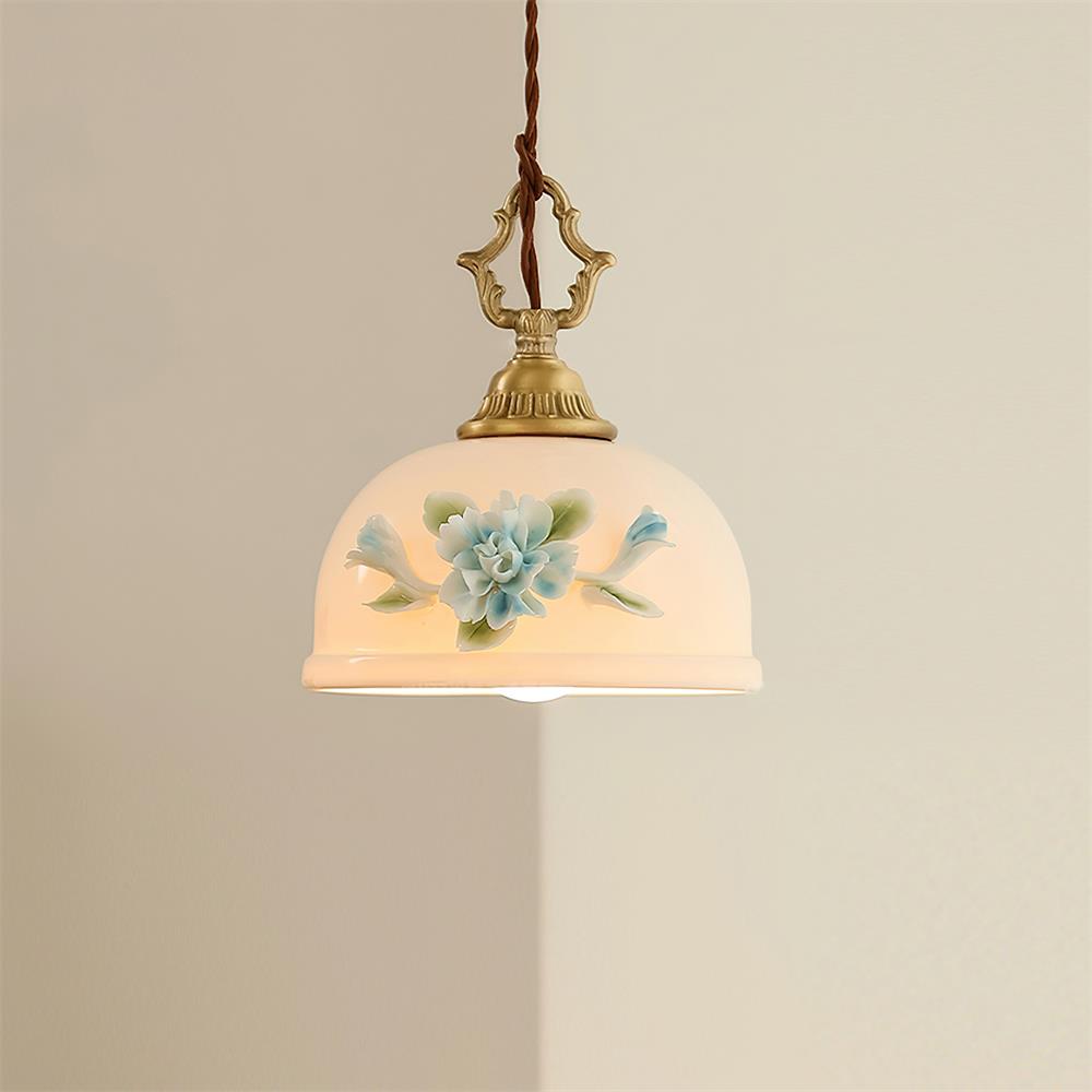 Camellia Pendant Lamp Romantic Porcelain Blossom