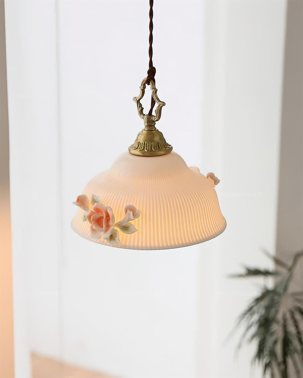 Camellia Pendant Lamp Romantic Porcelain Blossom