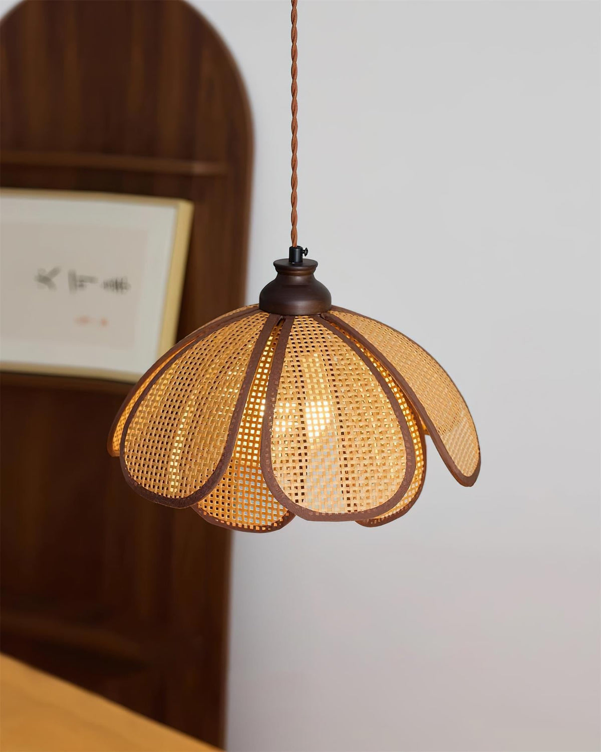 Capelina Pendant Lamp Rattan Petal Weave