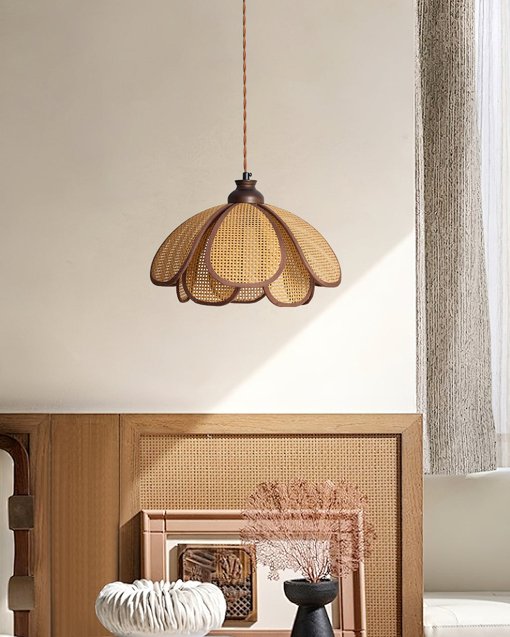 Capelina Pendant Lamp Rattan Petal Weave