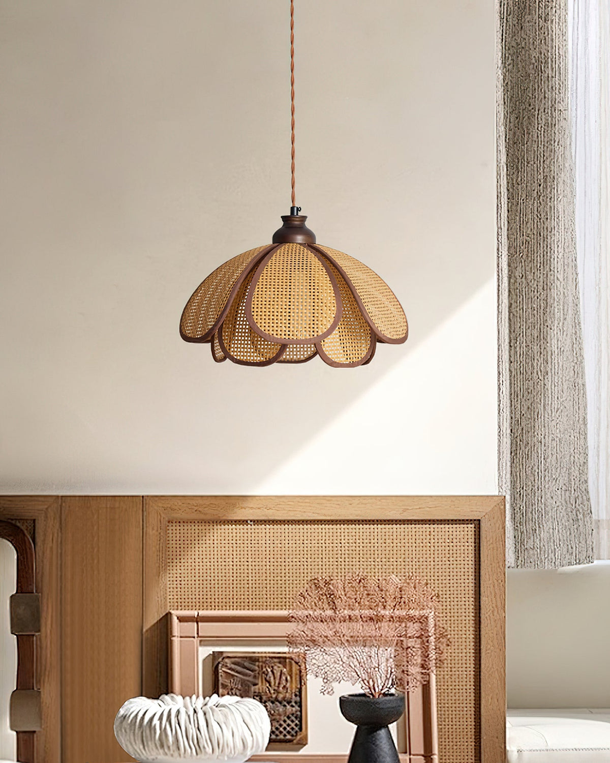 Capelina Pendant Lamp Rattan Petal Weave