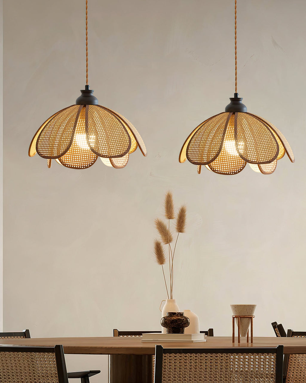 Capelina Pendant Lamp Rattan Petal Weave