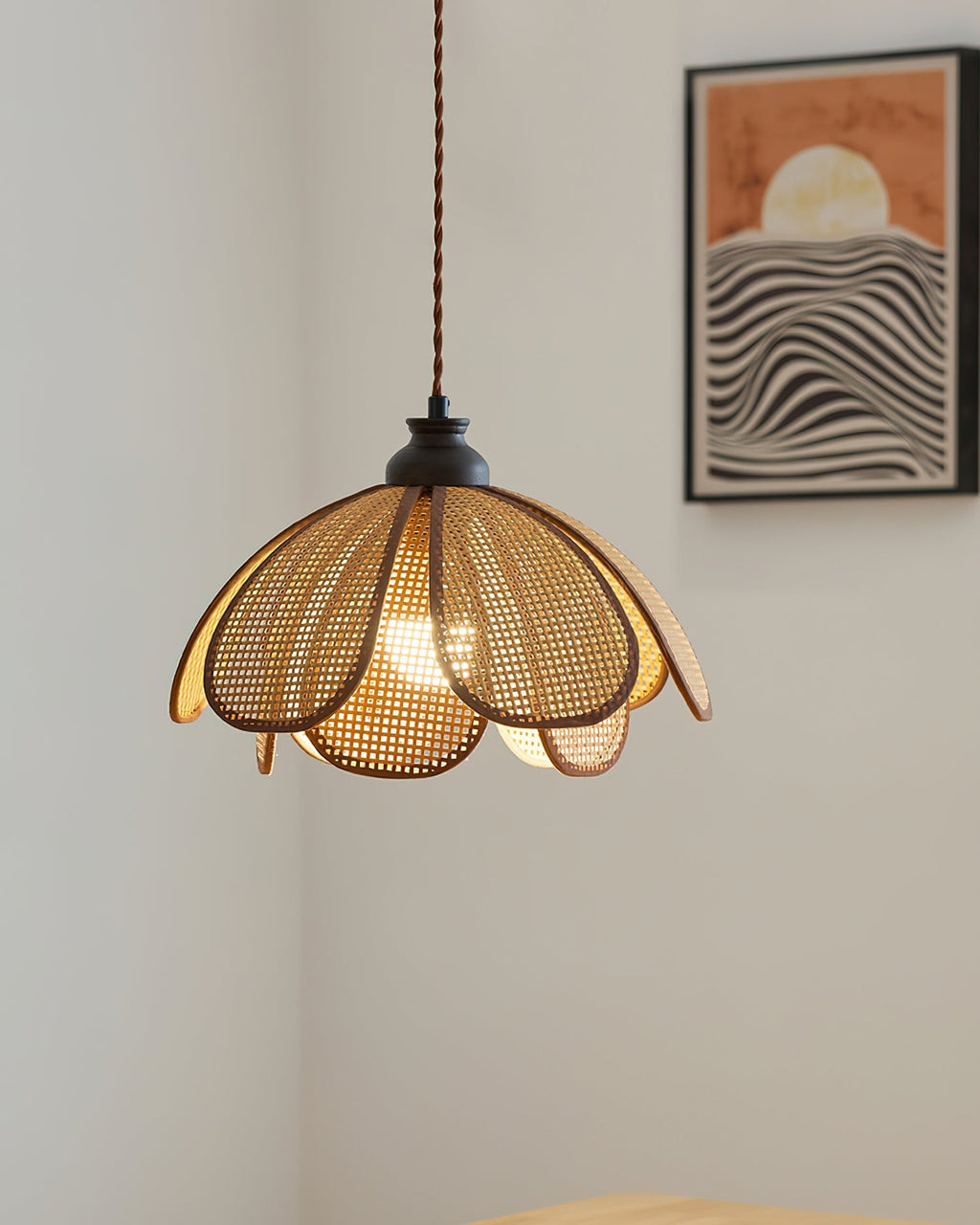 Capelina Pendant Lamp Rattan Petal Weave
