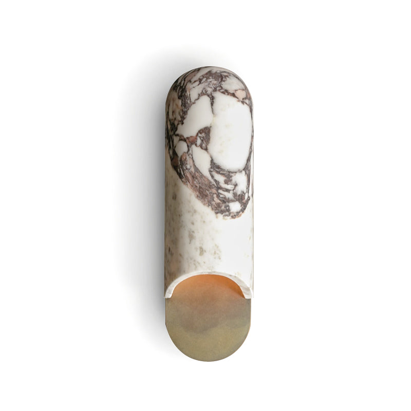 Capsule Wall Lamp Yellow Travertine Marble Brass