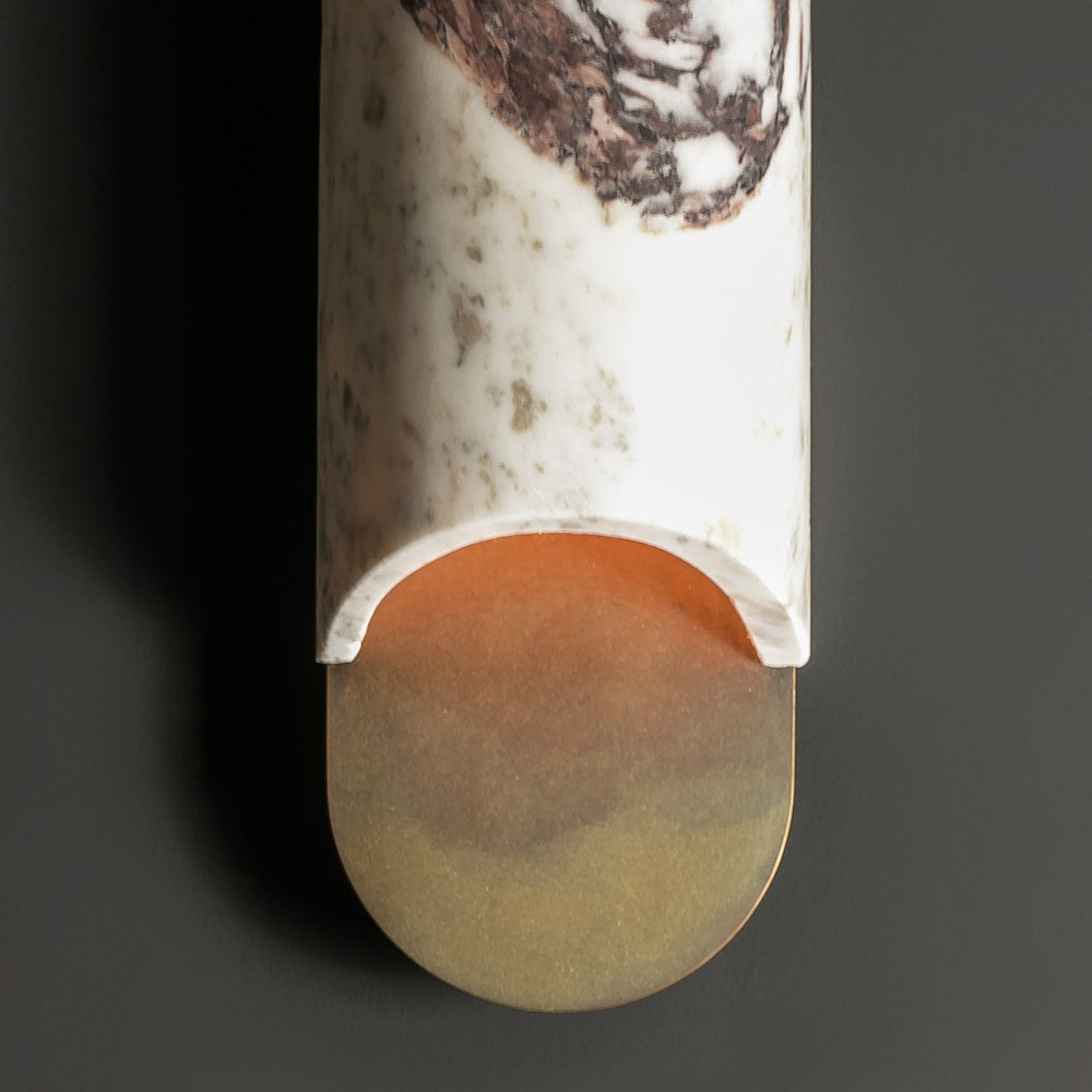 Capsule Wall Lamp Yellow Travertine Marble Brass