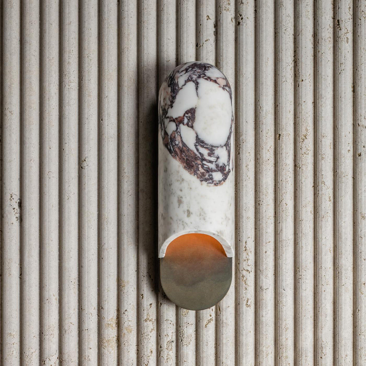 Capsule Wall Lamp Yellow Travertine Marble Brass