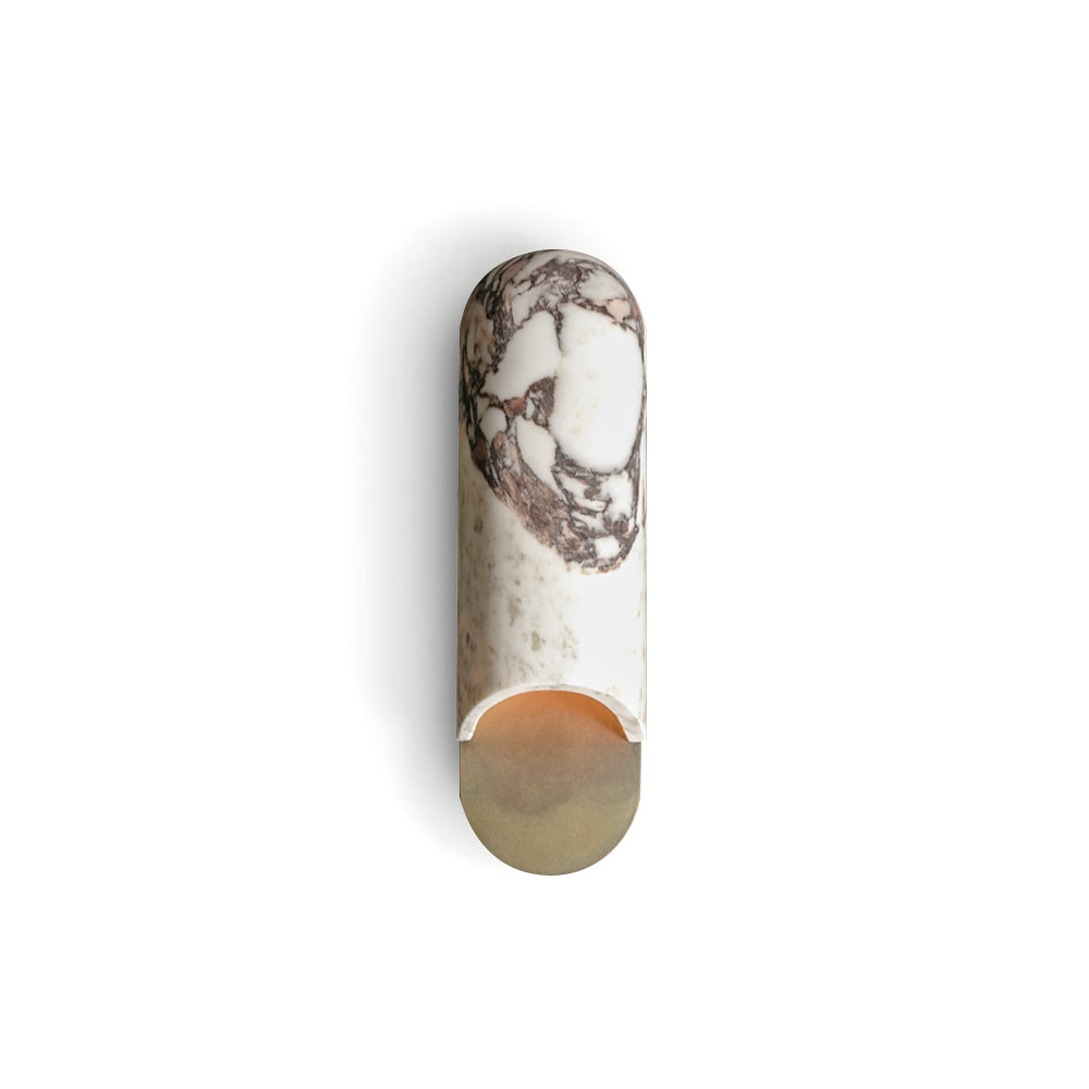 Capsule Wall Lamp Yellow Travertine Marble Brass