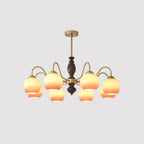 Aurora Chandelier Caramel Orb Curved Arm