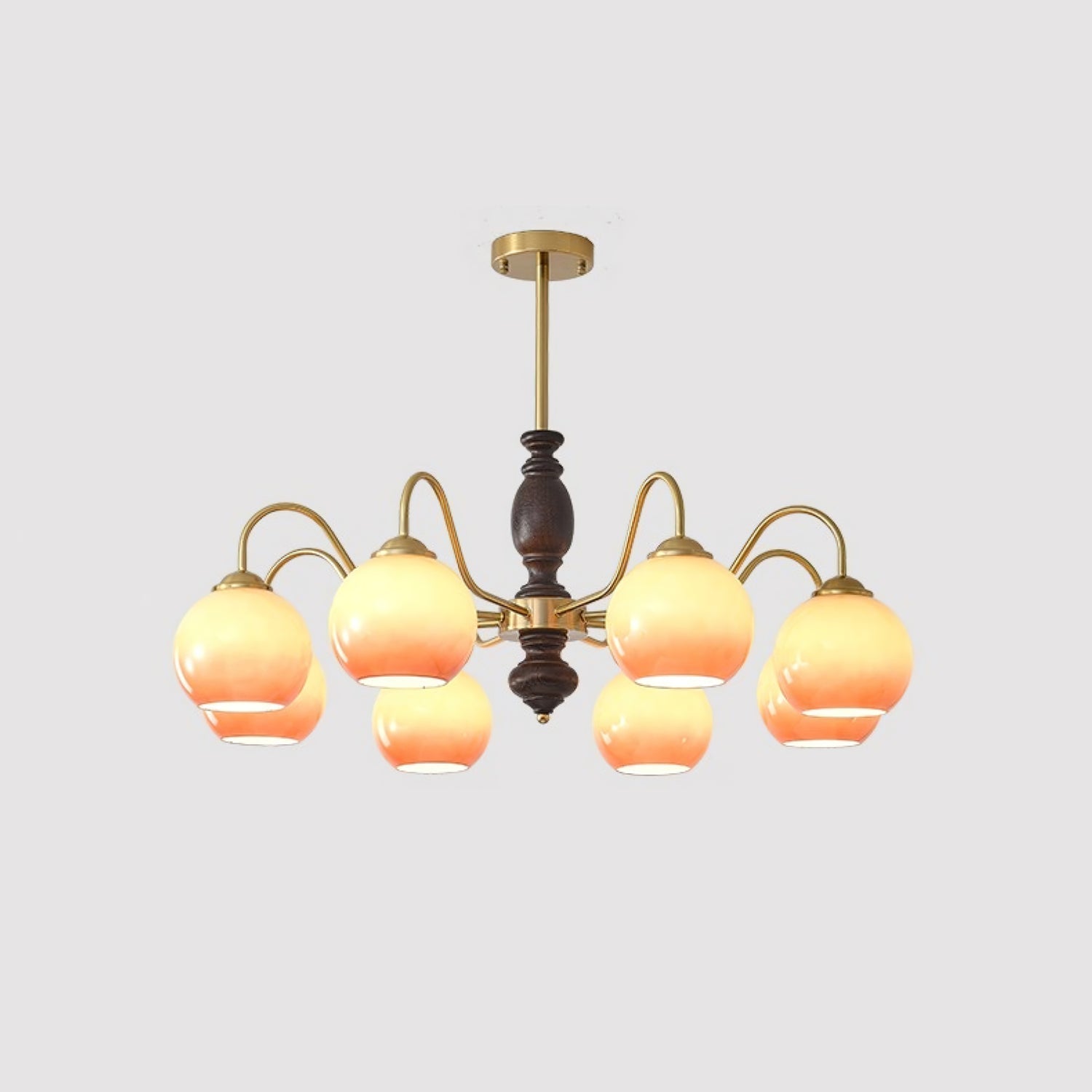 Aurora Chandelier Caramel Orb Curved Arm
