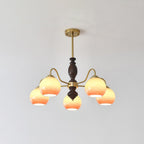 Aurora Chandelier Caramel Orb Curved Arm
