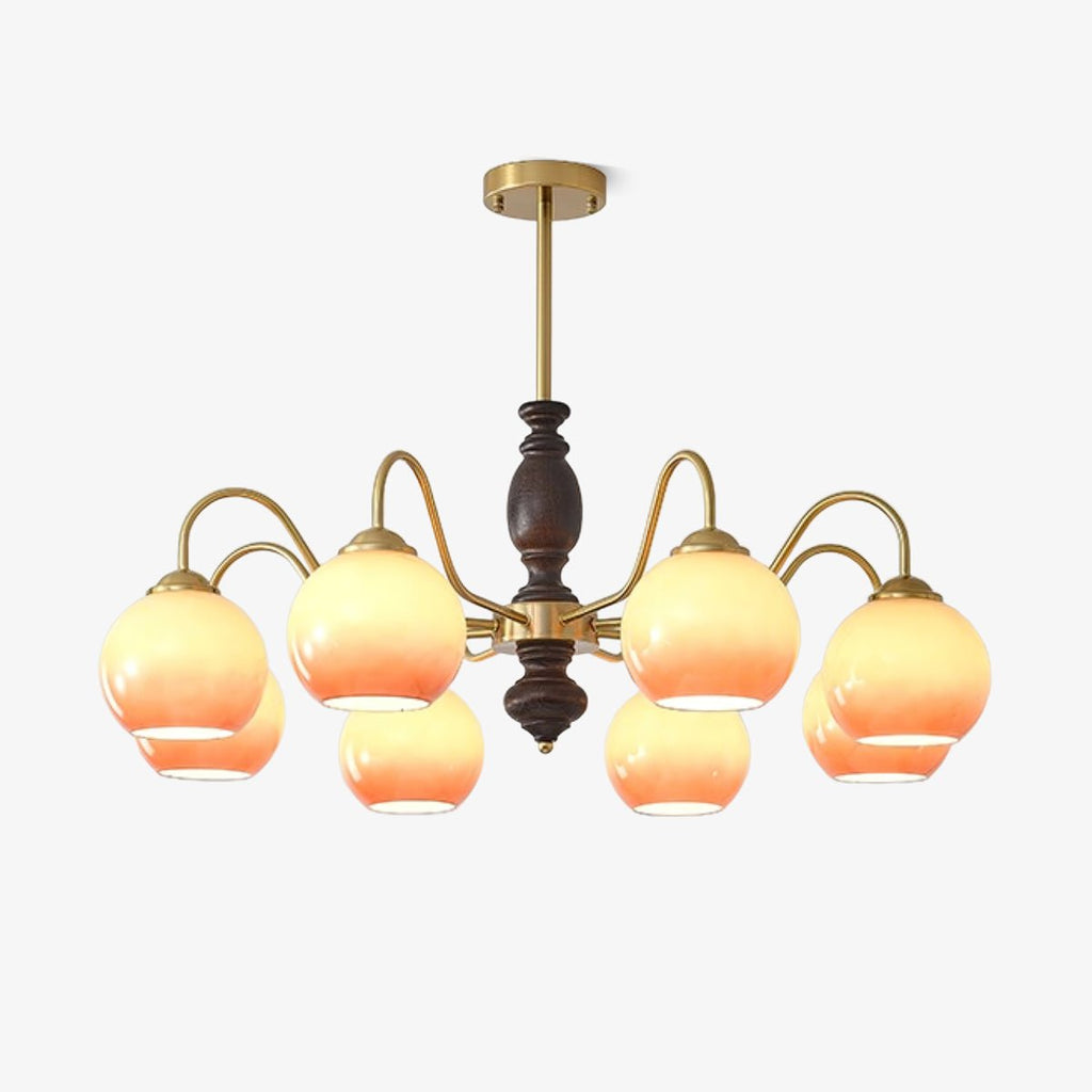 Aurora Chandelier Caramel Orb Curved Arm