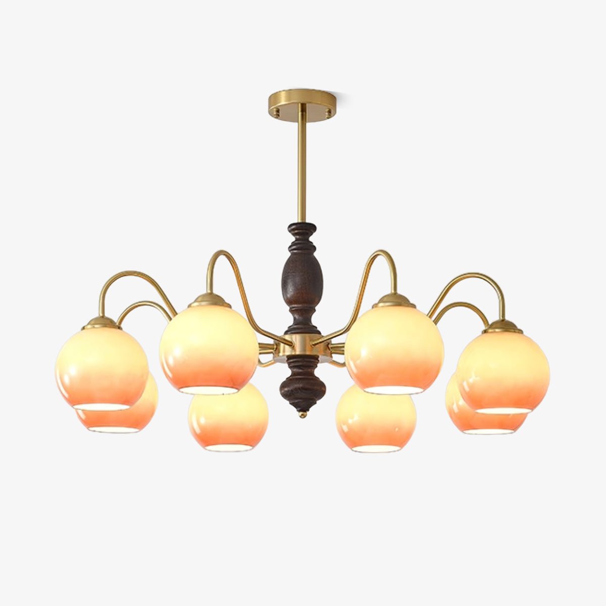 Aurora Chandelier Caramel Orb Curved Arm