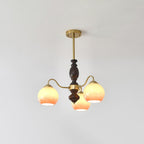 Aurora Chandelier Caramel Orb Curved Arm