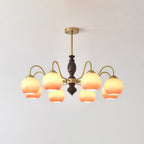 Aurora Chandelier Caramel Orb Curved Arm