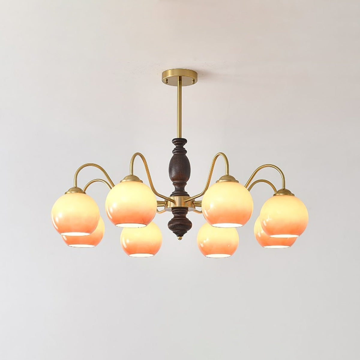Aurora Chandelier Caramel Orb Curved Arm