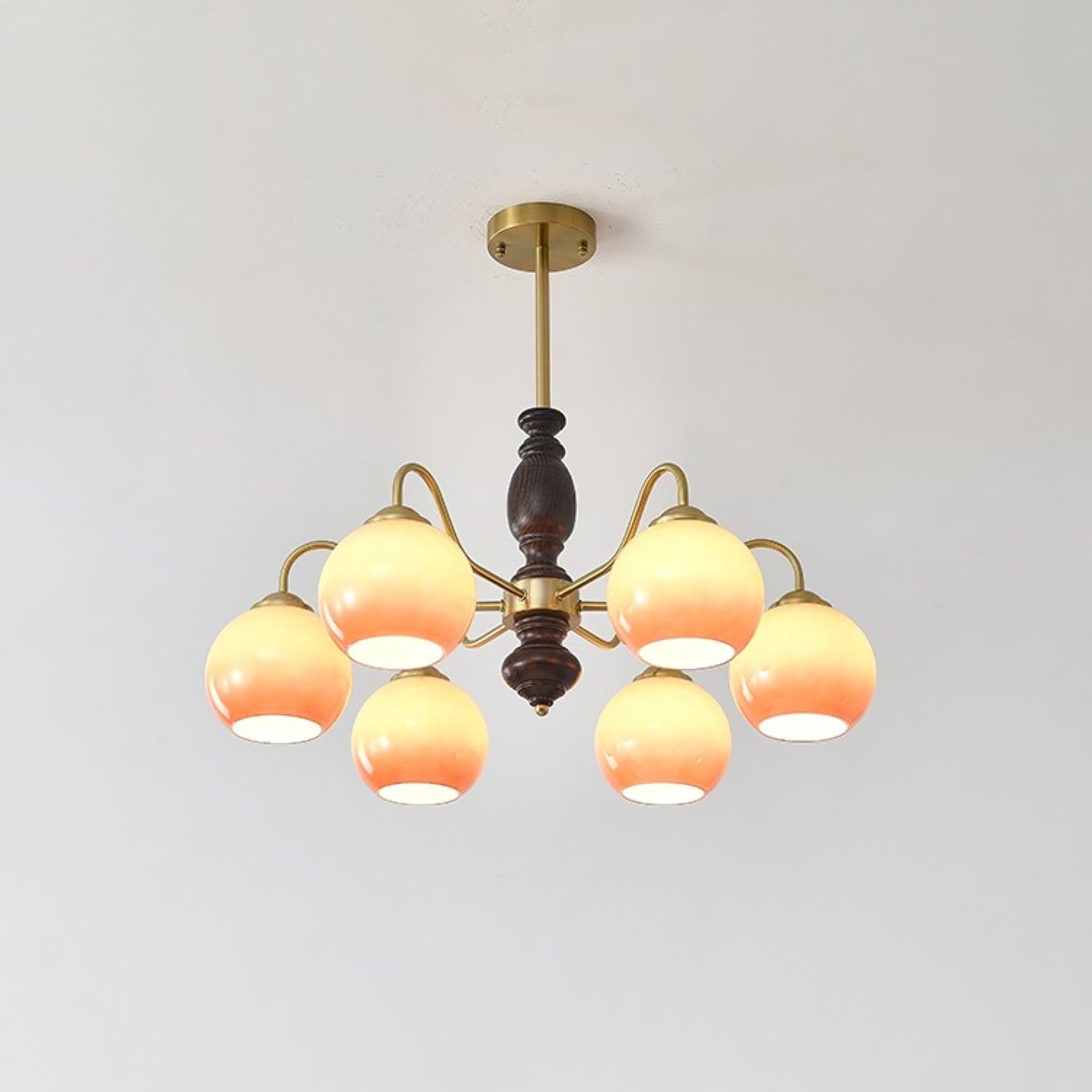 Aurora Chandelier Caramel Orb Curved Arm