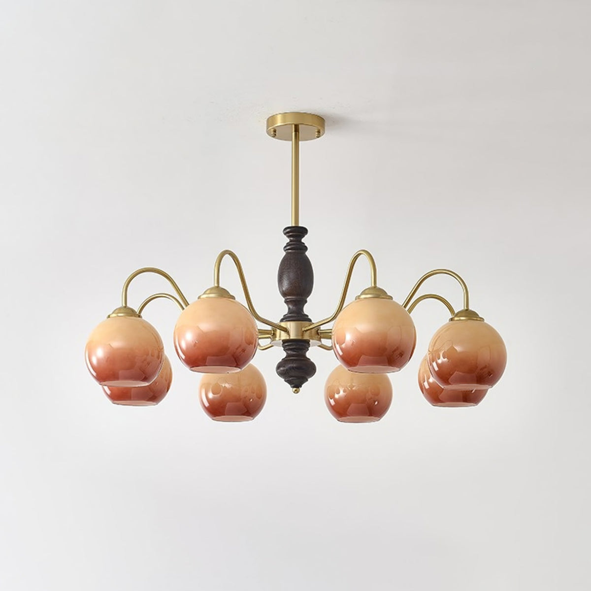 Aurora Chandelier Caramel Orb Curved Arm