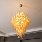 Aurora Chandelier Amber Murano Glass Petal Layered Luxury