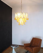 Aurora Chandelier Amber Murano Glass Petals Layered