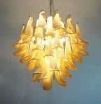 Aurora Chandelier Amber Murano Glass Petals Layered