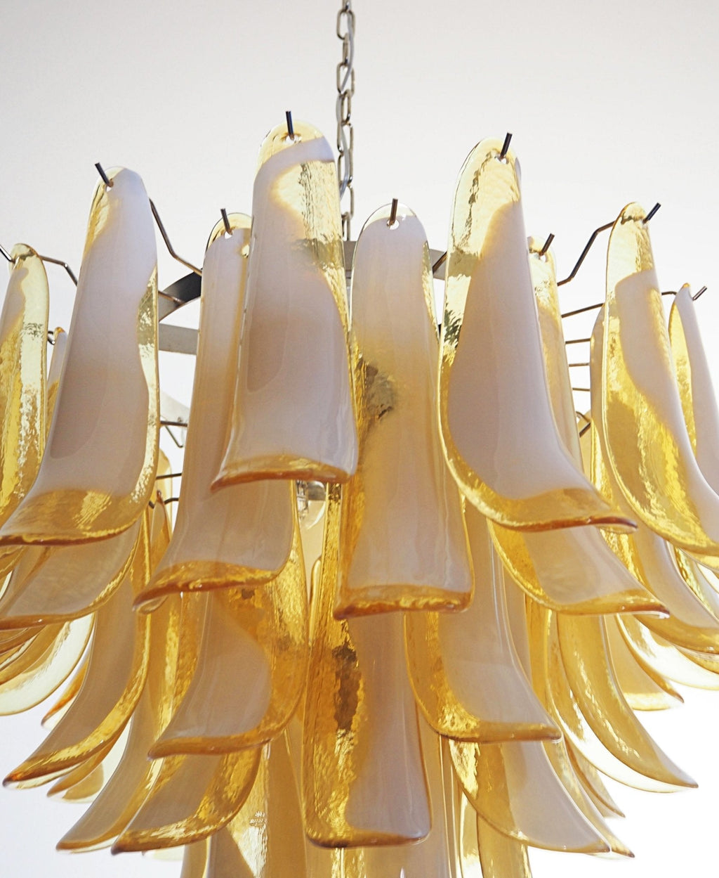 Aurora Chandelier Amber Murano Glass Petals Layered