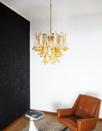 Aurora Chandelier Amber Murano Glass Petals Layered